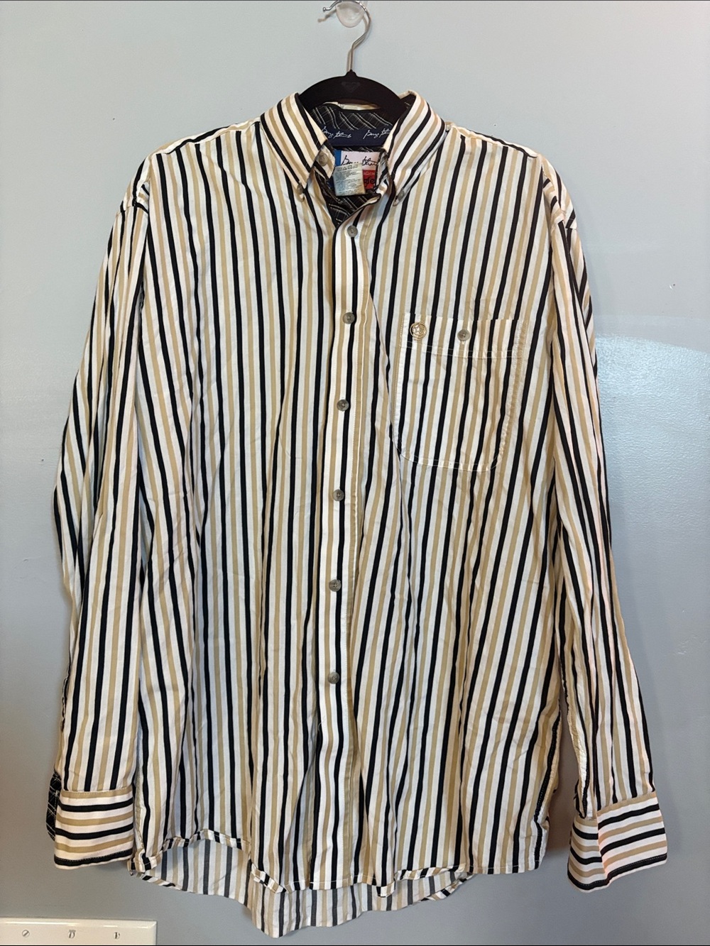George Strait Wrangler Men’s M Cowboy Cut Striped Western Shirt 100% Cotton